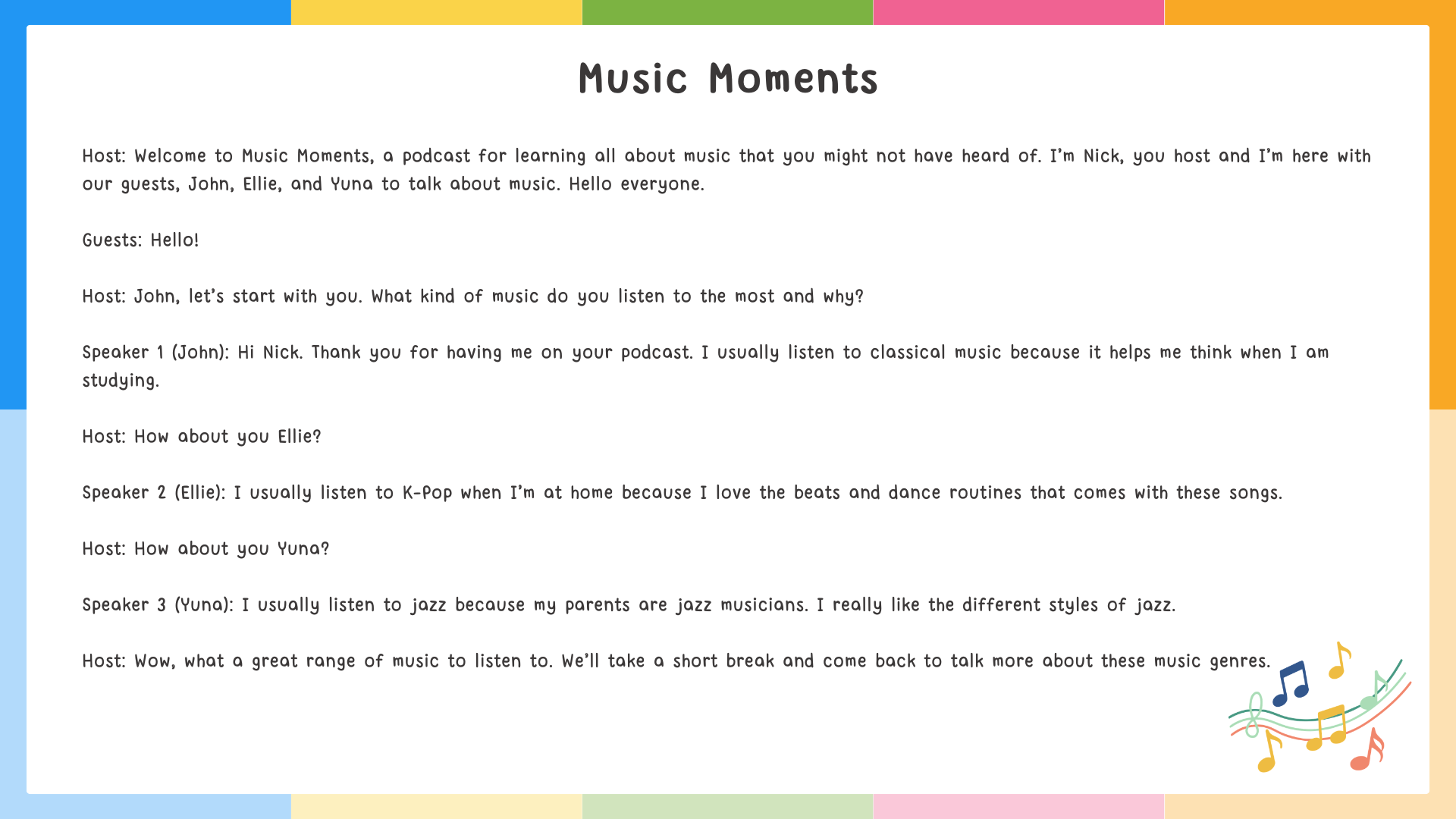 Youth Presentation Example - sample presentation layout