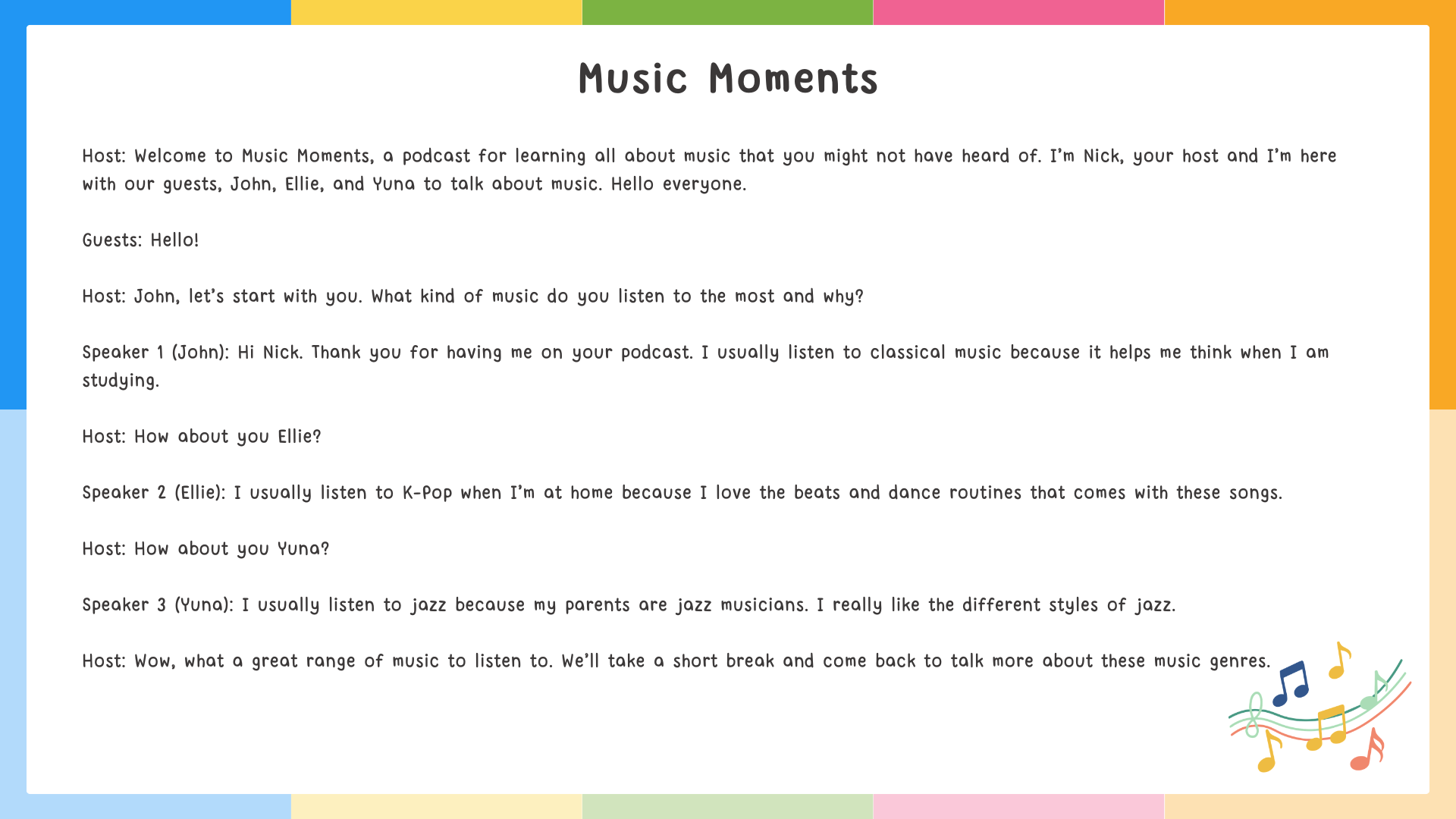 Youth Presentation Example - sample presentation layout