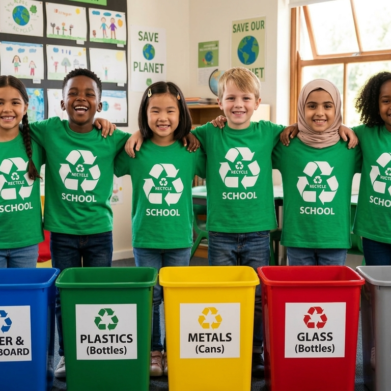 Kids presenting their recycling project