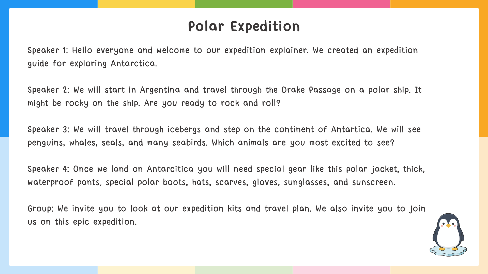 Kids' Presentation Example - sample presentation script