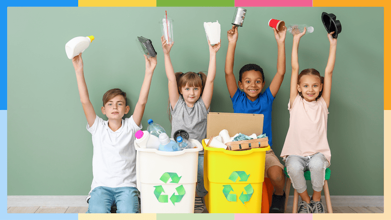 Kids presenting their recycling project